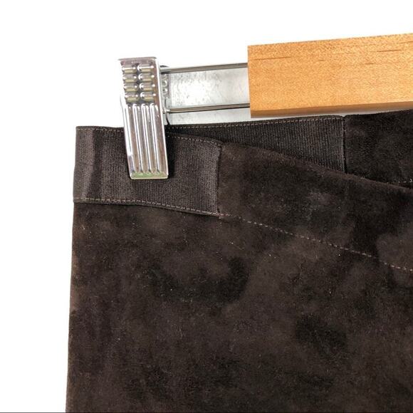 Alice + Olivia Suede Lamb Leather  Brown Skinny Pants 6 - Picture 12 of 16